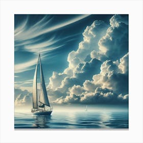 Sailing Into The Blue Sailboat Canvas Print