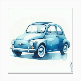 A Small Blue Car Canvas Print