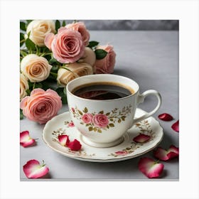 Coffee And Roses 13 Canvas Print