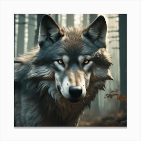 Wolf In The Woods 40 Canvas Print