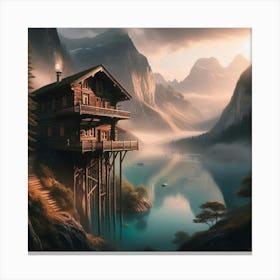 Cabin In The Mountains Canvas Print