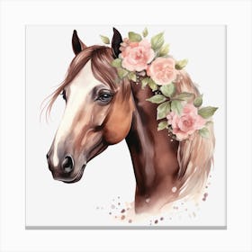 Horse Head With Flowers Canvas Print