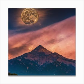 Full Moon Over Mountain Canvas Print