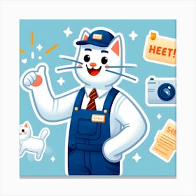 Cat With Stickers Canvas Print