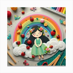 Girl With A Rainbow Canvas Print