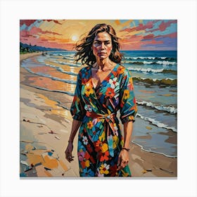 Woman On The Beach Canvas Print