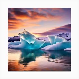 Icebergs At Sunset 7 Canvas Print