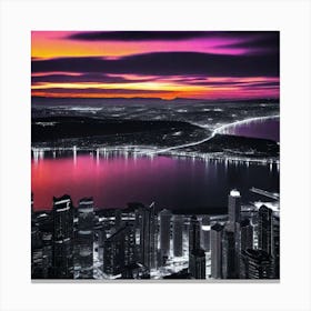 Seattle Skyline At Night Canvas Print