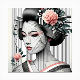 Geisha - Abstract Line Art Illustration 237 Canvas Print