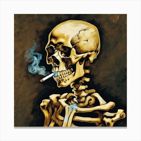 Skeleton Smoking A Cigarette Canvas Print