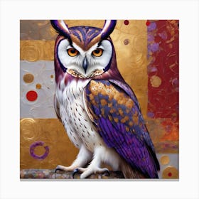 White and purple Owl Canvas Print