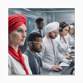Group Of People In Turbans Canvas Print