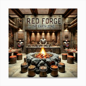 An Industrial Themed Dining Area Called The Red F Canvas Print