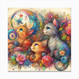 Colorful Kittens 1 Canvas Print