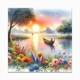 Sunset On The Lake 2 Canvas Print