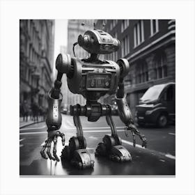Robot In The City 110 Canvas Print