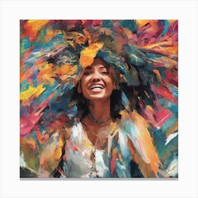 happy abstract painting print, girl, woman, playful Canvas Print