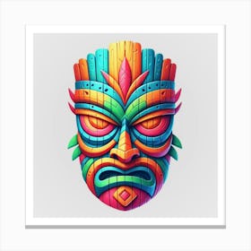 Watercolor Festival Tiki Mask 5 Canvas Print