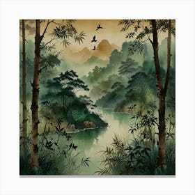 Leonardo Lightning Xl Watercolor Art Chinese Painting With Bir 2 Canvas Print