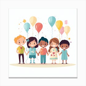 Children Holding Balloons Canvas Print