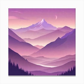 Misty mountains background in purple tone 61 Canvas Print