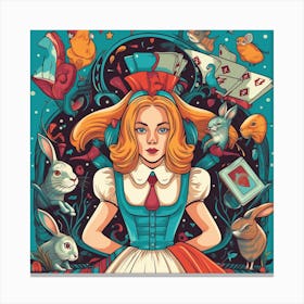 Alice In Wonderland Retro 2 Square Canvas Print