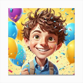 Boy With Balloons 3 Canvas Print