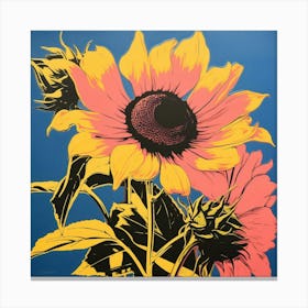 Sunflower 2 Pop Art Illustration Square Canvas Print