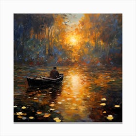 Riverside Delight in Brushstroke Harmony Canvas Print