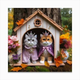 Two Cats In A Cat House Canvas Print