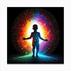 Firefly Polychrome, Particles, Powders, Whimsical, Child, Figure, Silhouette, Portal, Colors, Magic, Canvas Print