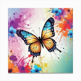 Butterfly And Flowers 14 Canvas Print