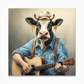 Cow Playing Guitar 4 Canvas Print