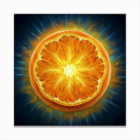 Orange Slice With Energetic Glowing Effect Canvas Print