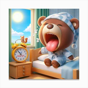 Teddy Bear In Bed 1 Canvas Print