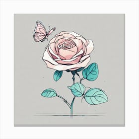 Rose And Butterfly Canvas Print