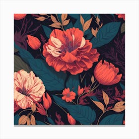 Floral Seamless Pattern Canvas Print