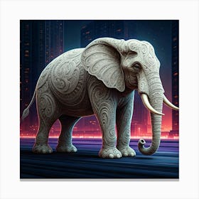 Elephant In The City Canvas Print