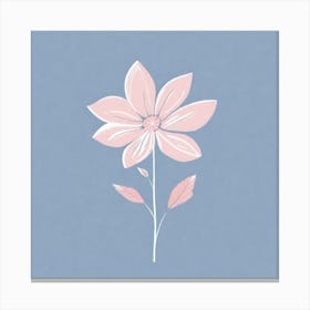 A White And Pink Flower In Minimalist Style Square Composition 607 Canvas Print