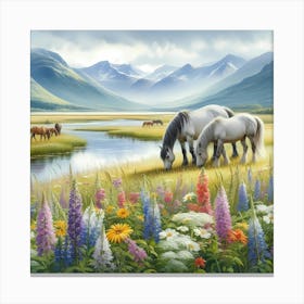 Horses In The Meadow 5 Canvas Print