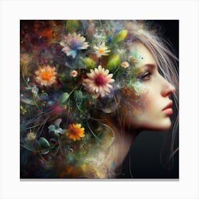 Girl With Flowers In Her Hair Canvas Print