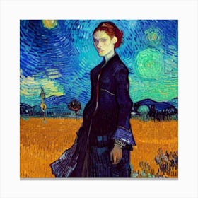 Incredibly beautiful portrait of a skinny woman , fierce, diaphanous, intricate, by Van Gogh, ismail inceoglu , super resolution, UHD Canvas Print