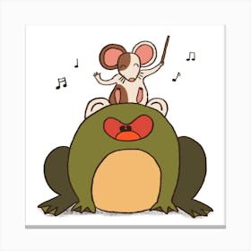 Mouse And Frog Sing Together Musical Friends Canvas Print