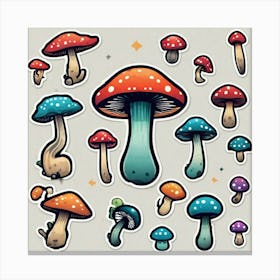 Mushroom Set Canvas Print