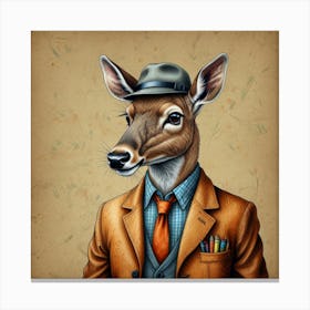 Deer In A Suit 4 Canvas Print