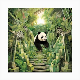 Panda Bear In The Jungle 5 Canvas Print