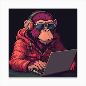 Monkey With Headphones Toile