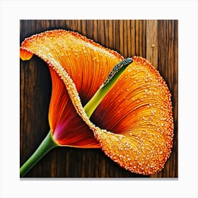 Pointillist on wood "Flower of Calla lilies" 2 Canvas Print