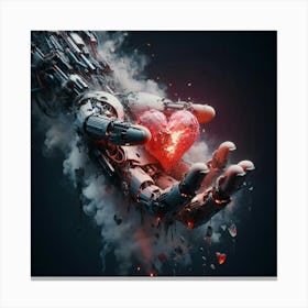 Robot Hand Holding A Heart Canvas Print