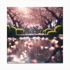Floating Cherry Blossoms in the Park Canvas Print